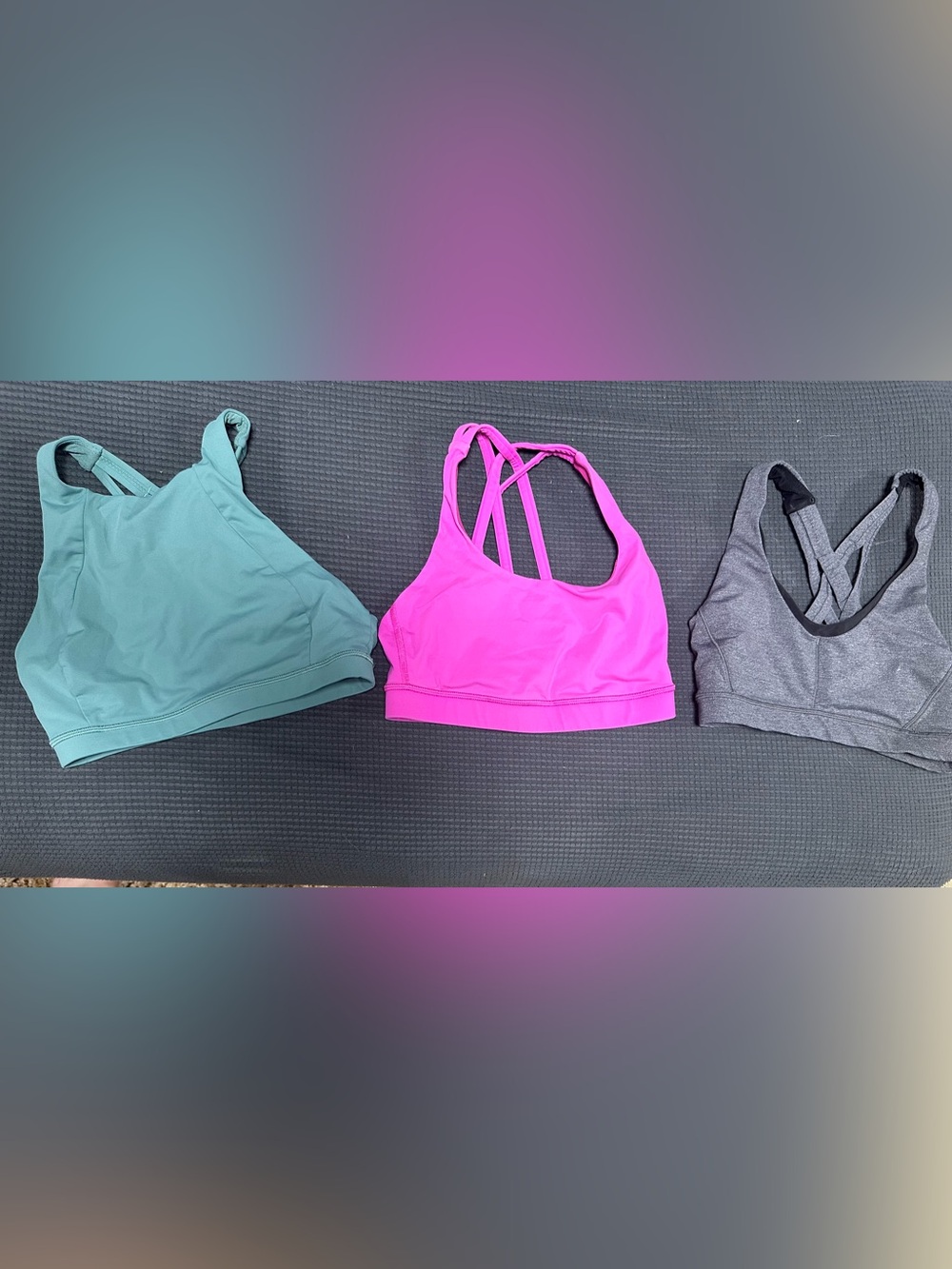 lululemon athletica Trio: Teal, Pink & Gray Strappy Sports Bras